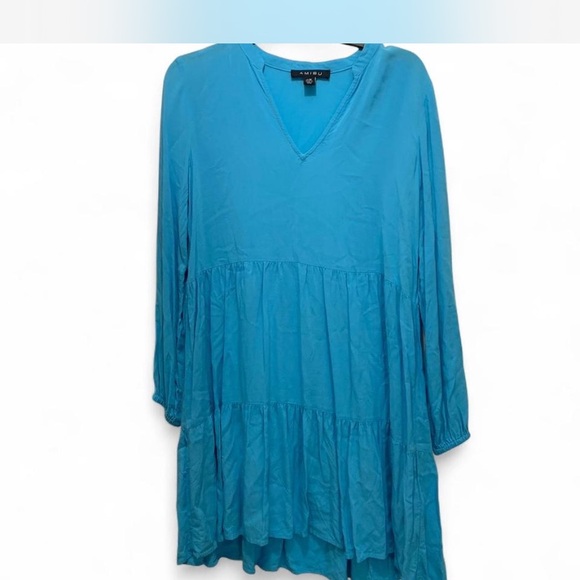 Blue V-Neck Tiered Dress - Picture 1 of 6